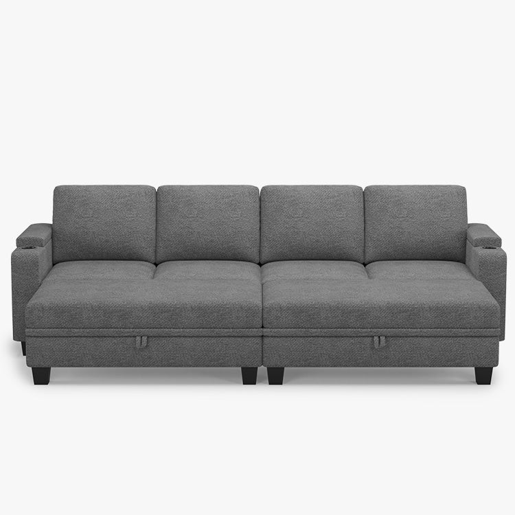 Silver-Grey-/-Chenille-6-Seat-Pit-Sectional-with-Large-Ottoman