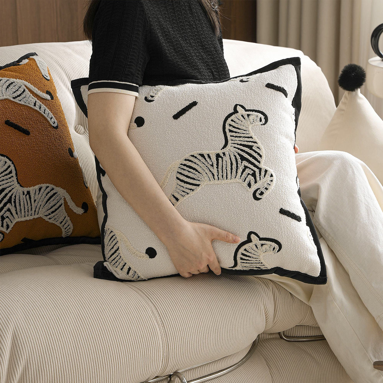 Zebra Rhythm Throw Pillow