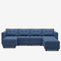 Prussian-Blue-/-Weave-7-Seat-U-Shaped-Open-Sectional