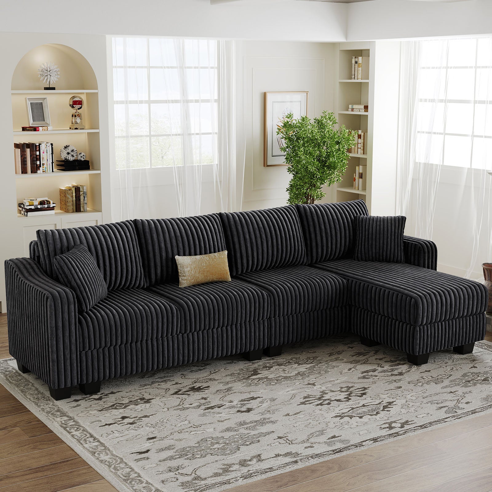 Shadow-Charcoal-/-Corduroy-4-Seats-L-Shaped-Sectional