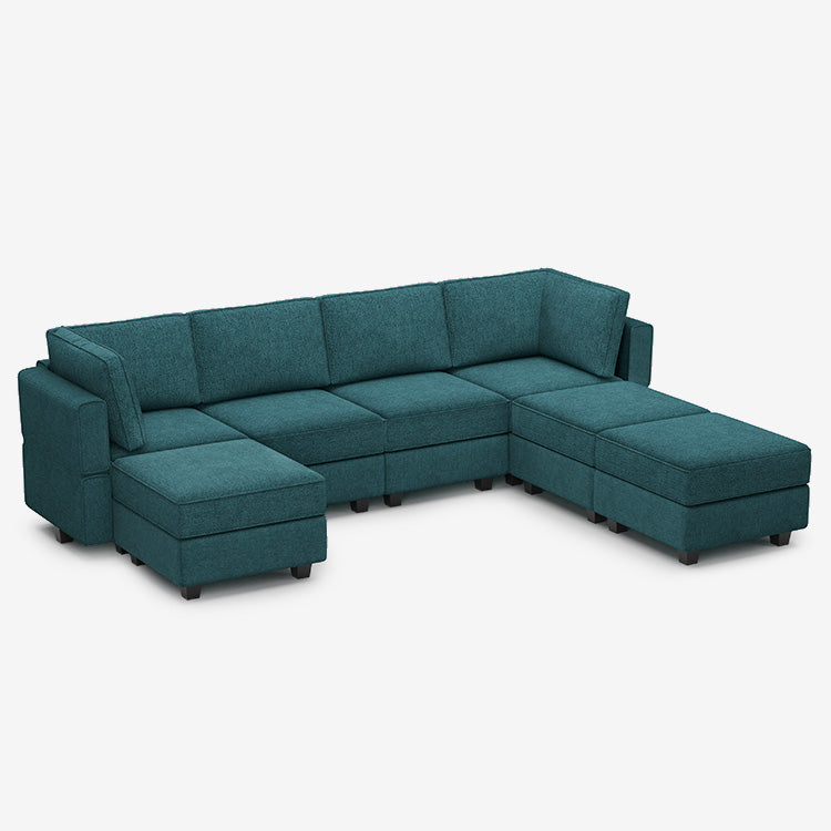 Peacock blue online sectional sofa