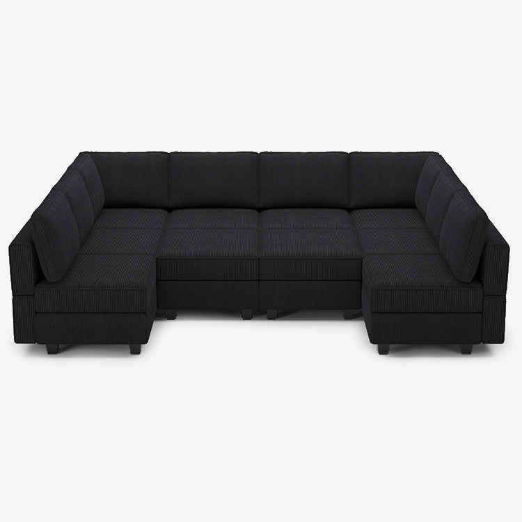 Belffin 10 Seats + 10 Sides Modular Wide Corduroy Sleeper Sofa with Storage Seat