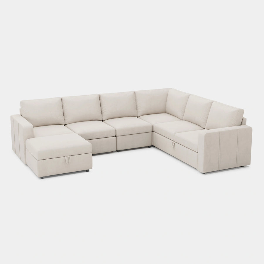 Cosmic-Latte-/-Velvet-7-Seat-L-Shaped-Double-Pullout-Sectional
