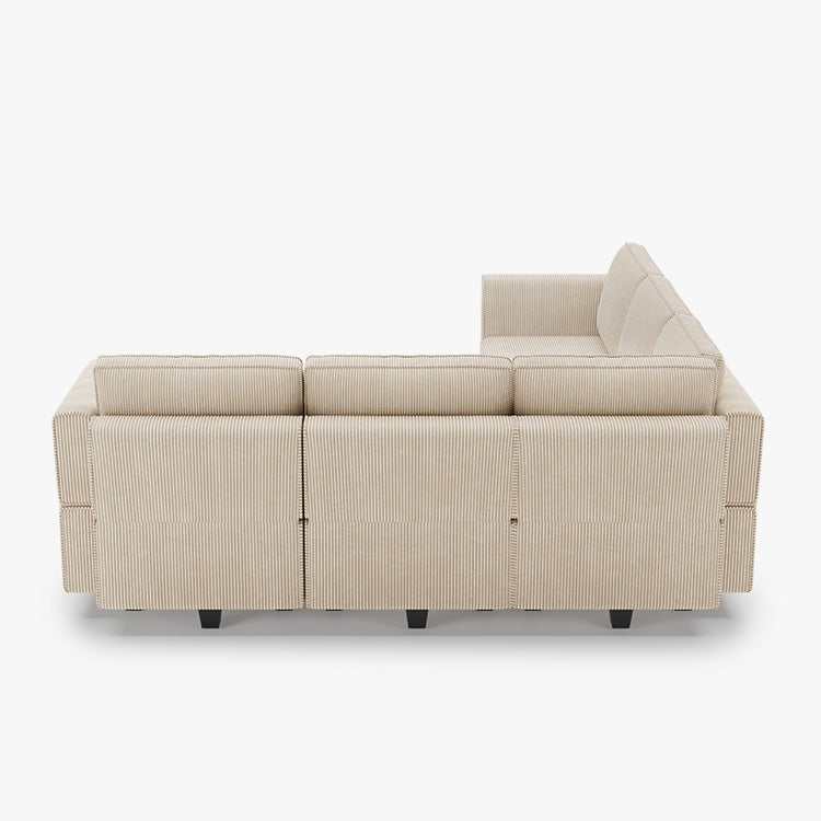 Belffin 7 Seats + 8 Sides Modular Wide Corduroy Sofa with Storage Seat