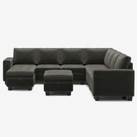 Iron-Grey-/-Velvet-9-Seat-U-Shaped-Sectional-with-Return