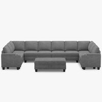 Silver-Grey-/-Chenille-11-Seat-U-Shaped-Sectional