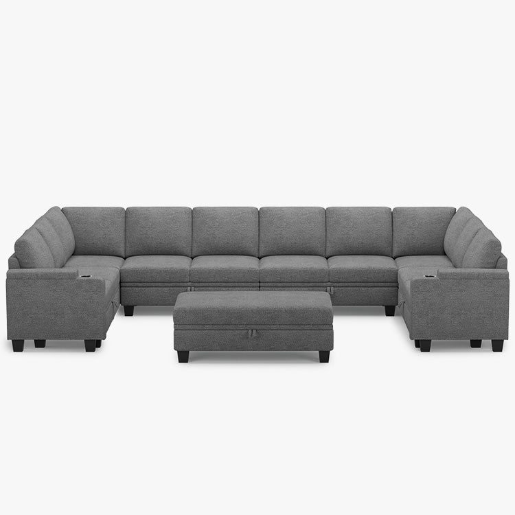 Silver-Grey-/-Chenille-11-Seat-U-Shaped-Sectional