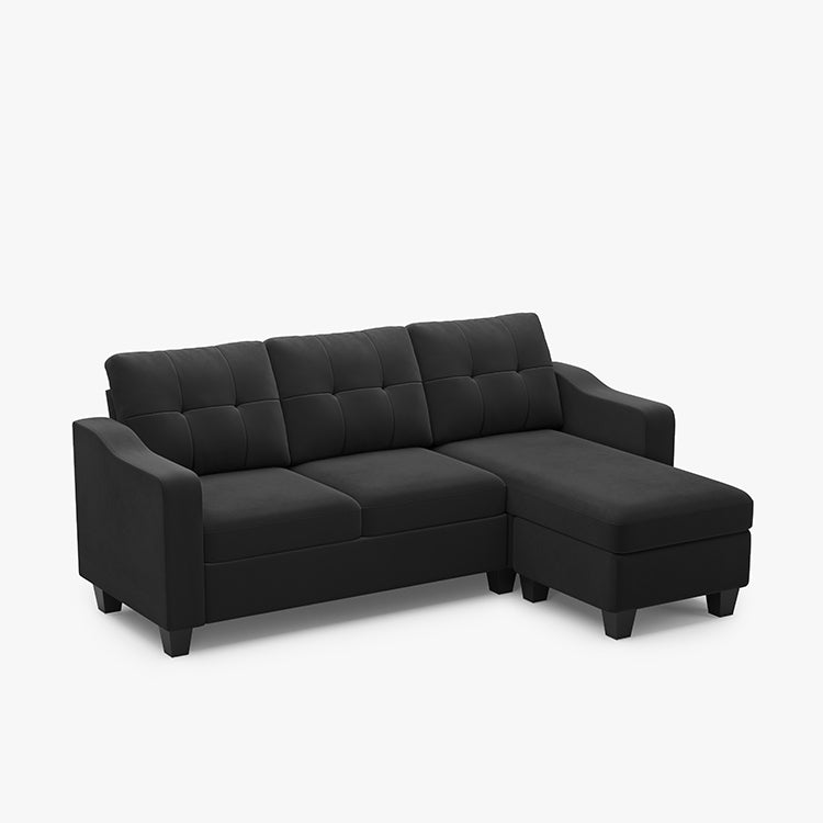 Belffin 3 Seats Sectional Velvet Tufted Sofa with Chaise