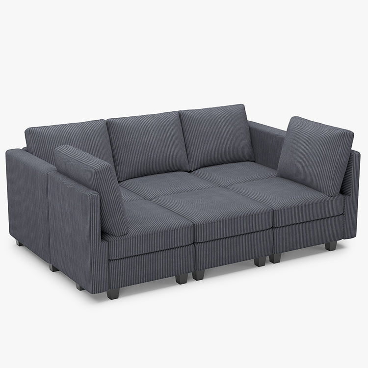 Belffin 6 Seats + 7 Sides Modular Corduroy Sleeper Sofa with Storage Seat