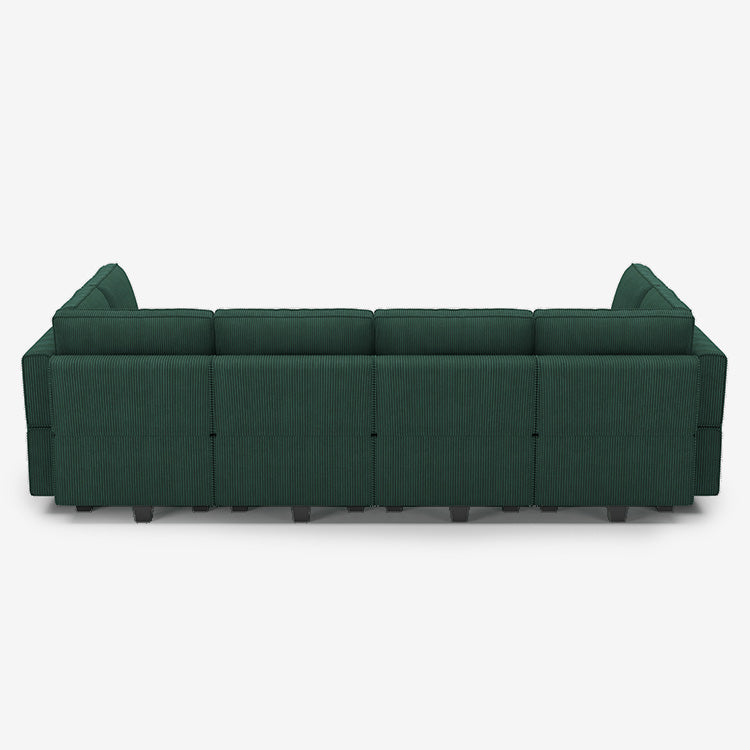 Belffin 8 Seats + 8 Sides Modular Corduroy Sleeper Sofa with Storage Seat