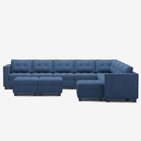 Prussian-Blue-/-Weave-11-Seat-L-Shaped-Sectional