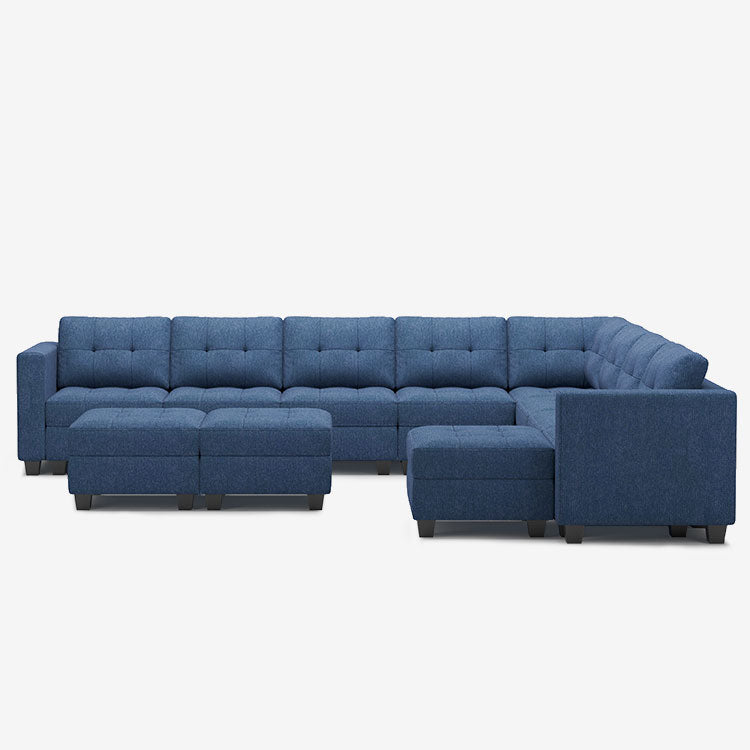 Prussian-Blue-/-Weave-11-Seat-L-Shaped-Sectional