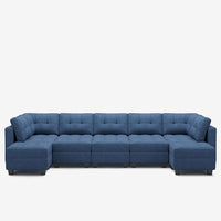 Prussian-Blue-/-Weave-12-Seat-Open-U-Shaped-Sectional