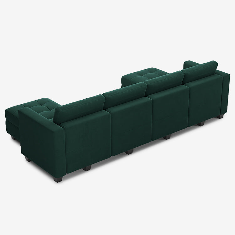 Belffin 6 Seats + 6 Sides Modular Velvet Tufted Sofa with Storage Seat