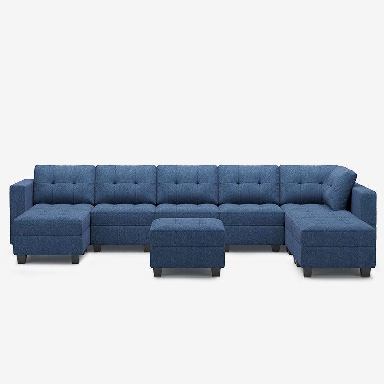 Prussian-Blue-/-Weave-9-Seat-U-Shaped-Open-Sectional-with-Ottoman