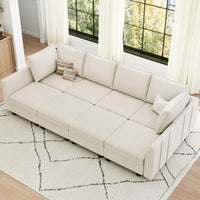 Cosmic-Latte-/-Velvet-8-Seat-Pit-Sectional