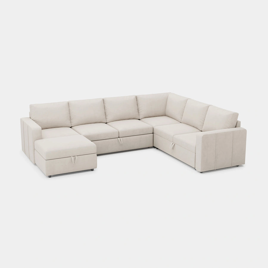 Cosmic-Latte-/-Velvet-7-Seat-U-Shaped-Pullout-Sectional