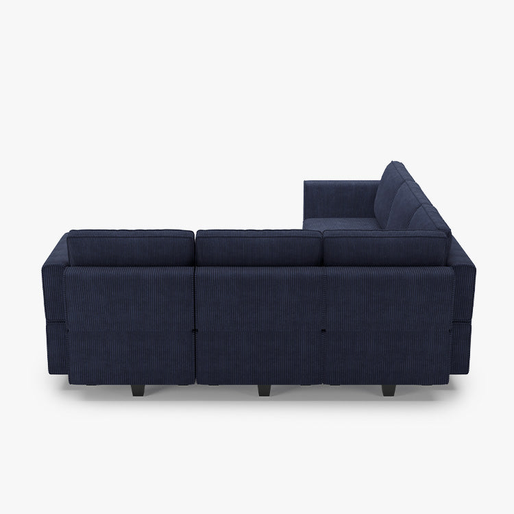 Belffin 7 Seats + 8 Sides Modular Wide Corduroy Sofa with Storage Seat