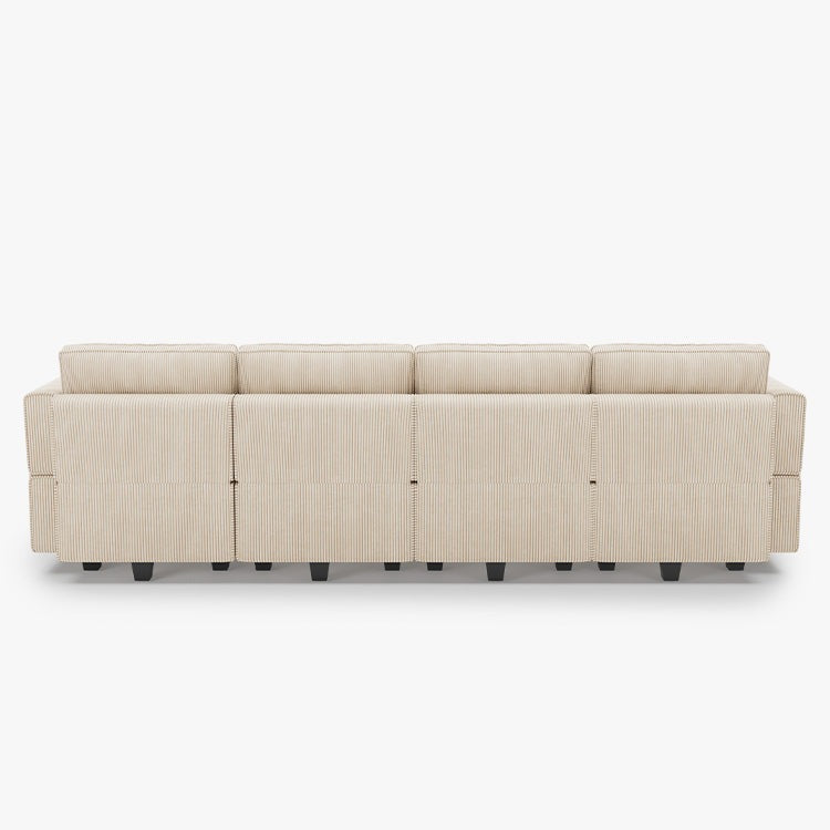 Belffin 4 Seats + 6 Sides Modular Wide Corduroy Sofa with Storage Seat