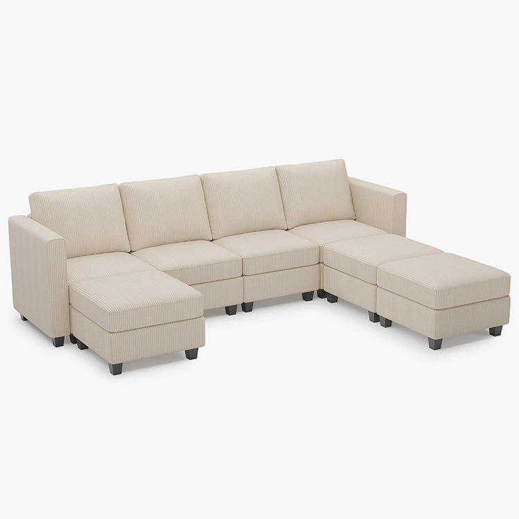 Belffin 7 Seats + 6 Sides Modular Corduroy Sofa with Storage Seat
