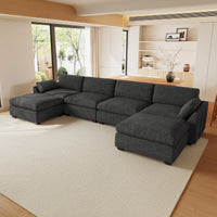 Graphite-Grey-/-Chenille-6-Seat-U-Shaped-Open-Sectional