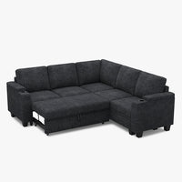 Graphite-Grey-/-Chenille-5-Seat-L-Shaped-Pullout-Sectional
