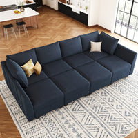 Navy-Blue-/-Velvet-8-Seat-Pit-Sectional