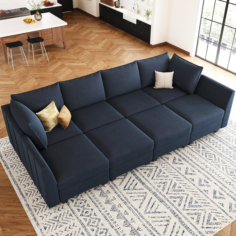 Navy-Blue-/-Velvet-8-Seat-Pit-Sectional