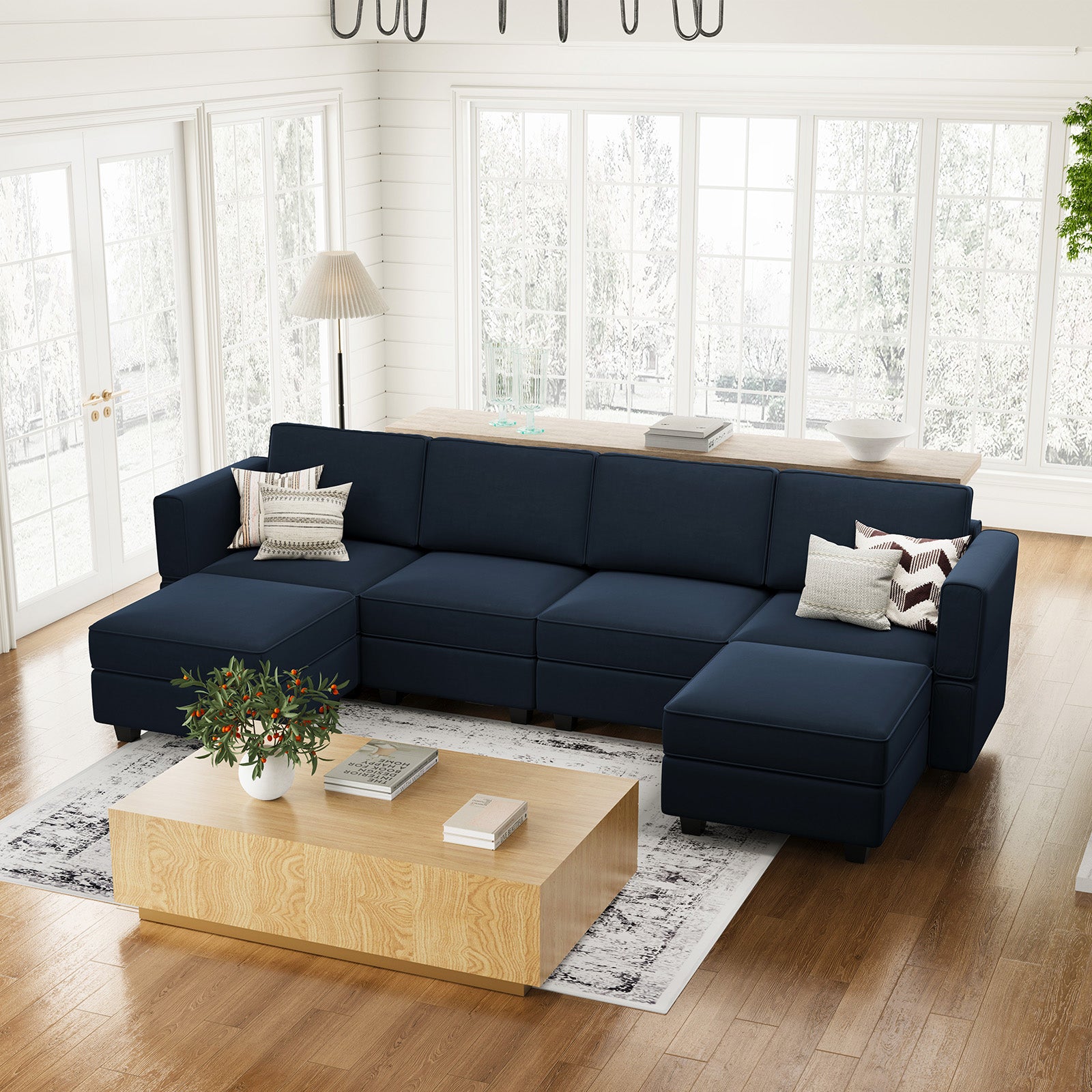 Belffin 6 Seats + 6 Sides Modular Velvet Sofa with Storage Seat