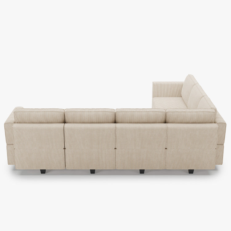 Belffin 7 Seats + 9 Sides Modular Wide Corduroy Sofa with Storage Seat