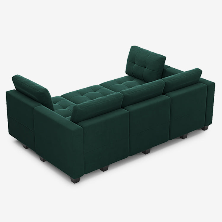 Belffin 6 Seats + 7 Sides Modular Velvet Tufted Sleeper Sofa with Storage Seat