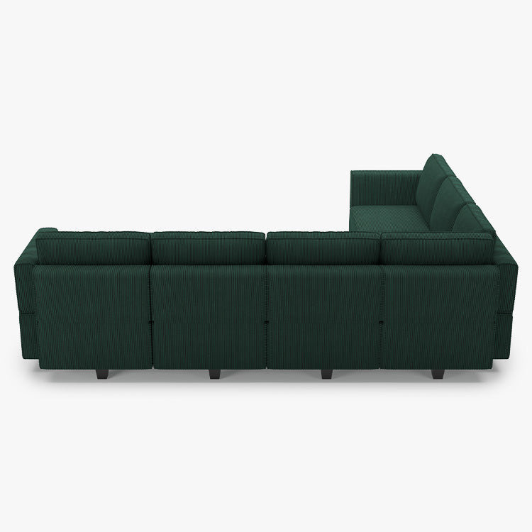 Belffin 7 Seats + 9 Sides Modular Wide Corduroy Sofa with Storage Seat