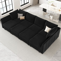 Midnight-Black-/-Velvet-8-Seat-Pit-Sectional