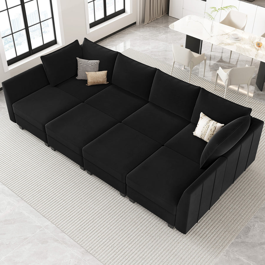 Midnight-Black-/-Velvet-8-Seat-Pit-Sectional
