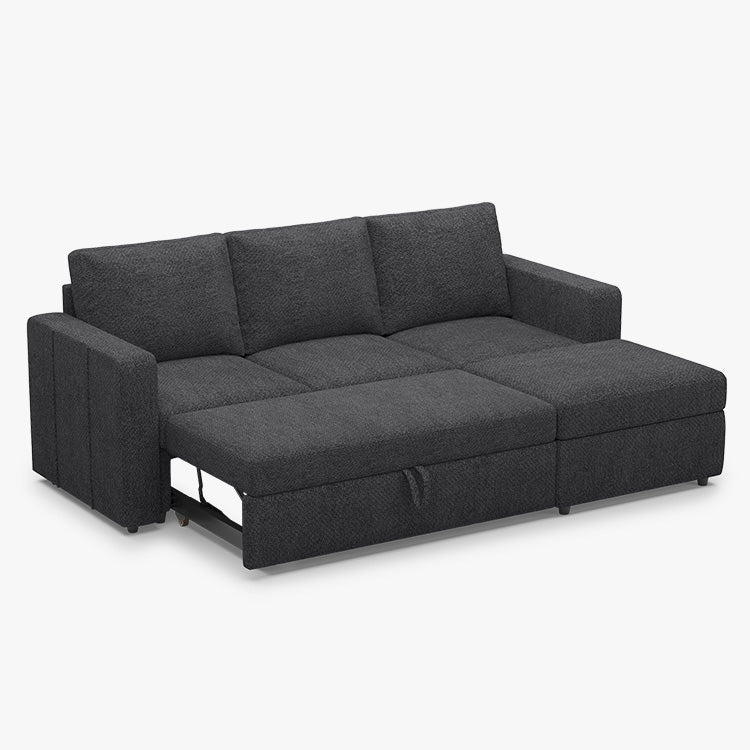 Belffin 3 Seats Modular Chenille Pull-out Sofa with Storage Ottoman