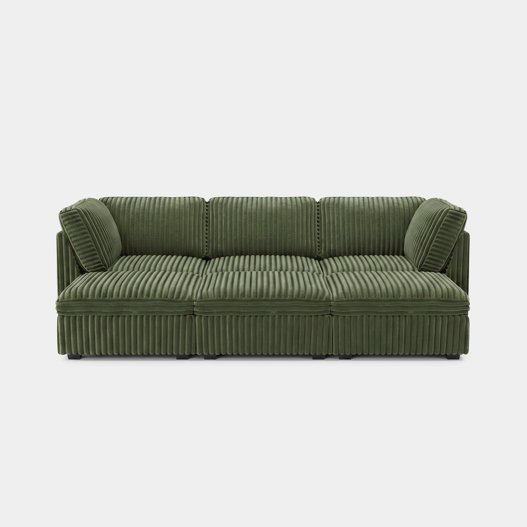 Olivewood-Green-/-Corduroy-6-Seat-Open-Pit-Sectional