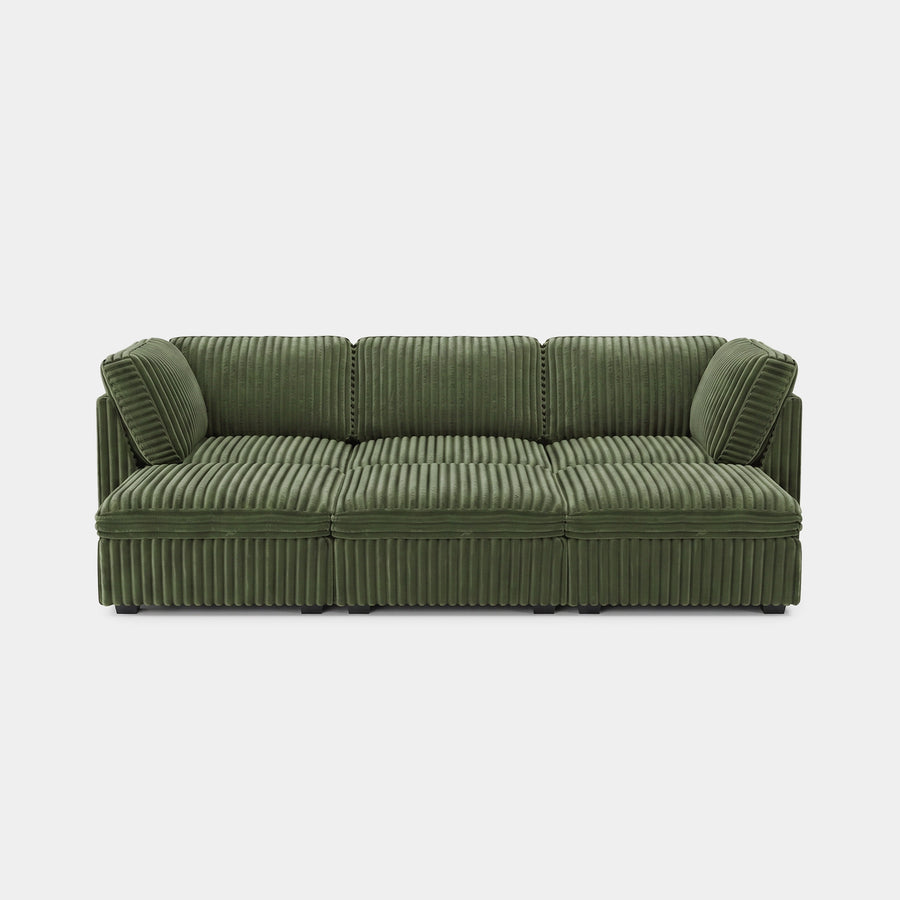 Olivewood-Green-/-Corduroy-6-Seat-Open-Pit-Sectional