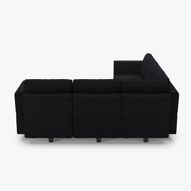 Belffin 7 Seats + 8 Sides Modular Wide Corduroy Sofa with Storage Seat