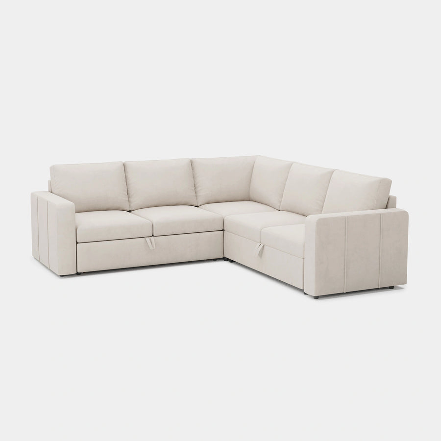 Cosmic-Latte-/-Velvet-5-Seat-L-Shaped-Pullout-Sectional