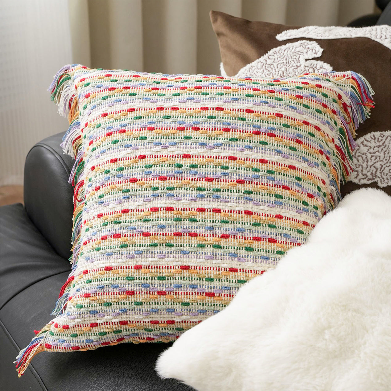 Prism Fringe Throw Pillow