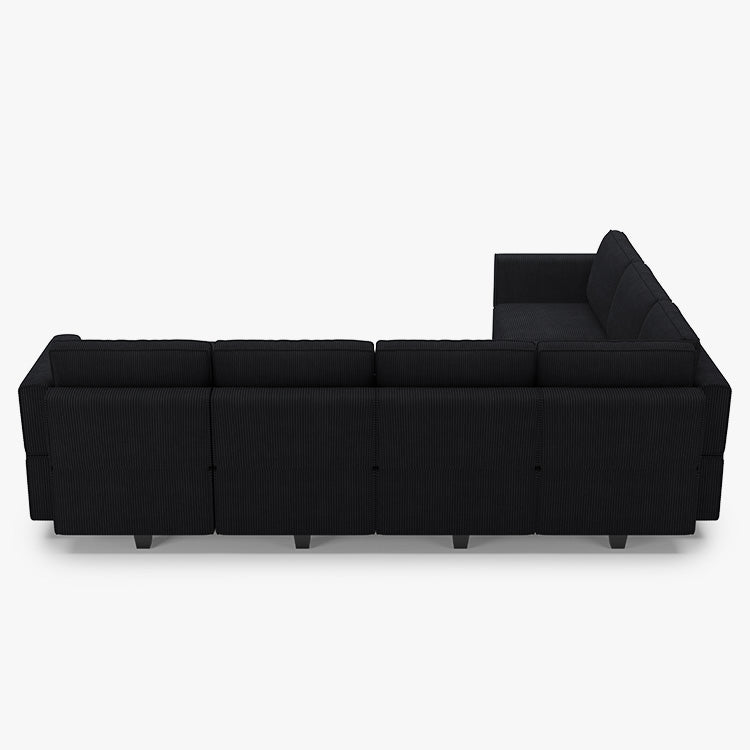 Belffin 7 Seats + 9 Sides Modular Wide Corduroy Sofa with Storage Seat