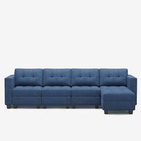Prussian-Blue-/-Weave-5-Seat-L-Shaped-Sectional