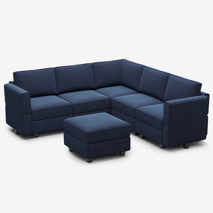 Belffin 5 Seats + 8 Sides Modular Velvet Corner Sofa with Storage Seat and Ottoman