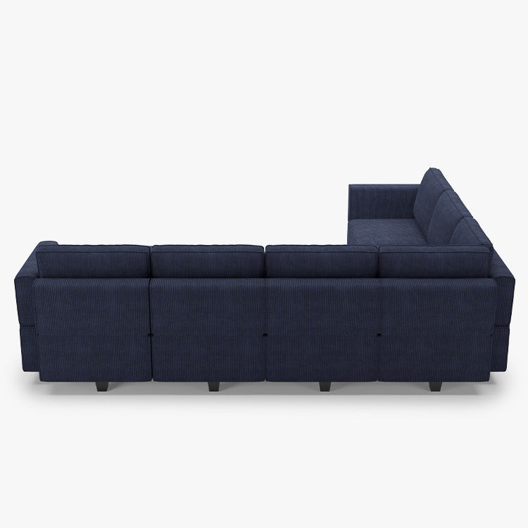 Belffin 7 Seats + 9 Sides Modular Wide Corduroy Sofa with Storage Seat