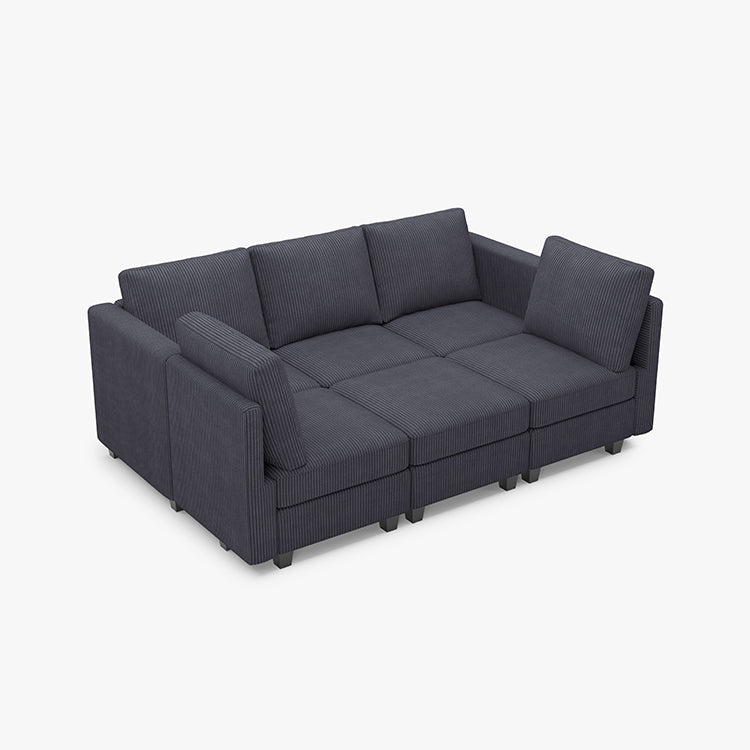 Belffin 6 Seats + 7 Sides Modular Corduroy Sleeper Sofa with Storage Seat