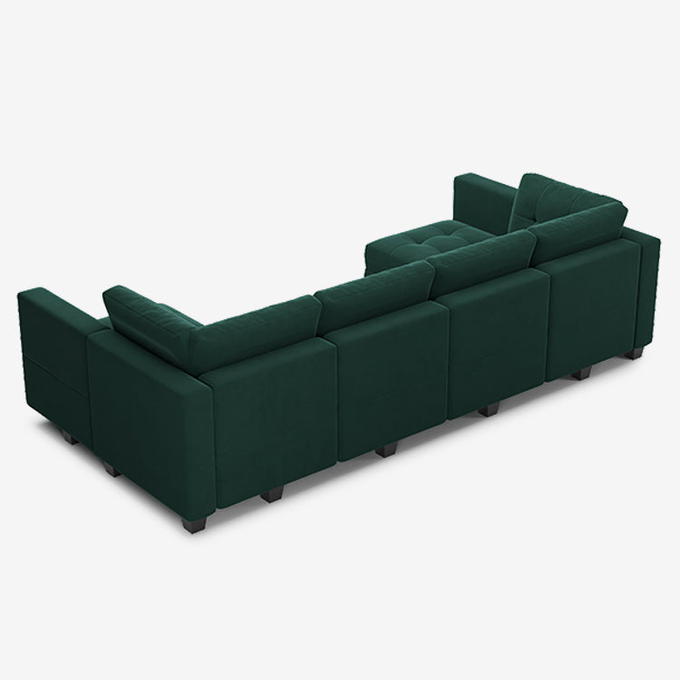 Belffin 6 Seats + 8 Sides Modular Velvet Tufted Sofa with Storage Seat