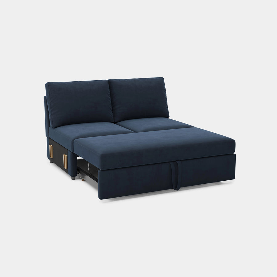 Navy-Blue-/-Velvet-Module-Pullout Loveseat