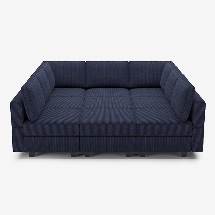 Belffin 9 Seats + 9 Sides Modular Corduroy Sleeper Sofa with Storage Seat