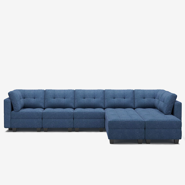 Prussian-Blue-/-Weave-9-Seat-L-Shaped-Sectional