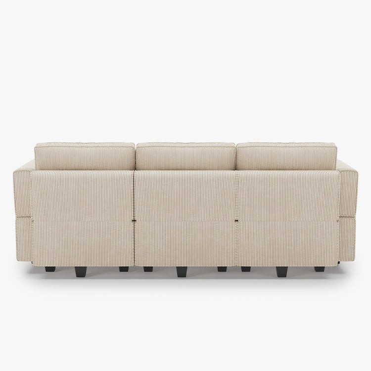 Belffin 6 Seats + 5 Sides Modular Wide Corduroy Sleeper Sofa with Storage Seat